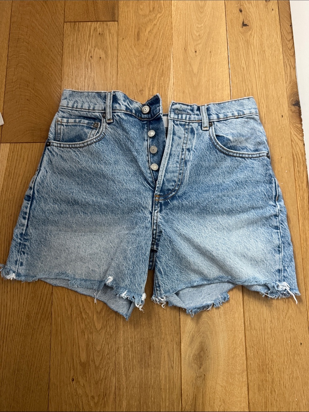 Women's High-Rise Light Blue Denim Cutoff Shorts
